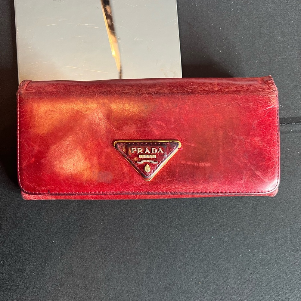 Prada Red Leather Wallet